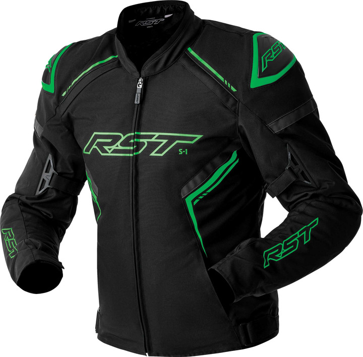 RST S1 D3O Textile Jacket Black/Grey/Flo Grn Sm 103614F.GRN-40