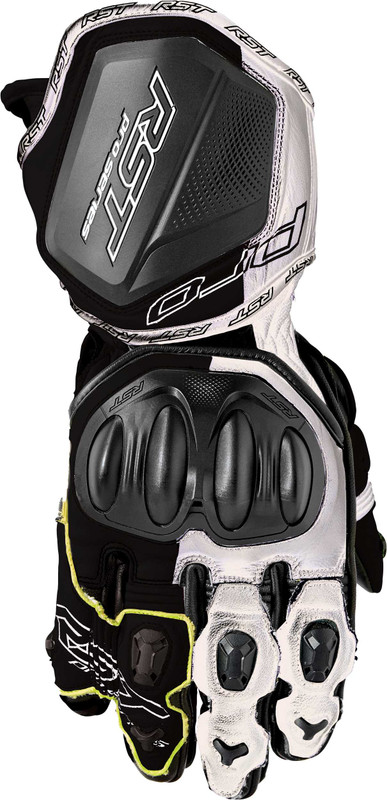 RST Pro Series Gp D3O Gloves Black/White Leather Xs 103715WHI-07