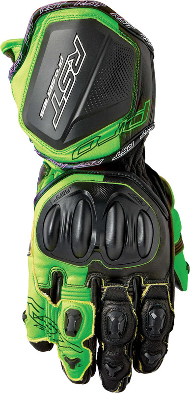 RST Pro Series Gp D3O Gloves Black/Flo Green Leather Md 103715F.GRN-09