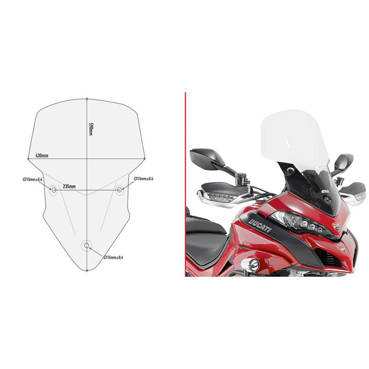 GIVI Windshield Specific Clear Duc D7406ST