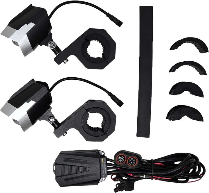PATHFINDER Dual Switchback Led Lights Silver/Blk Wired Remote Pr PL80LRS