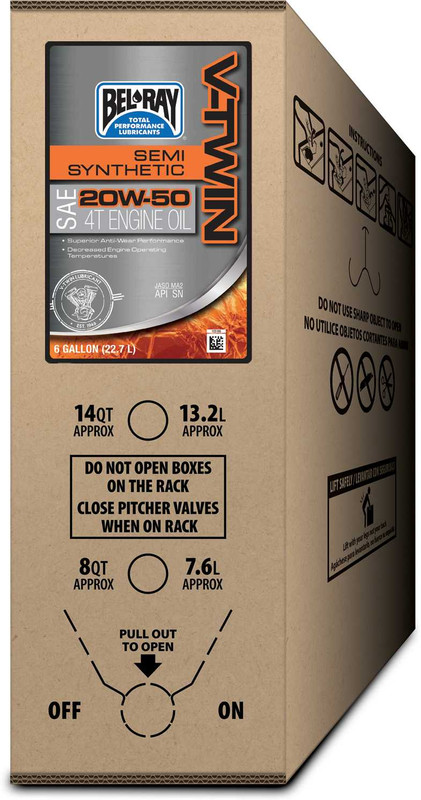 BEL-RAY V-Twin Semi-Syn Engine Oil 4T 20W50 6Gal Bib 301389150033