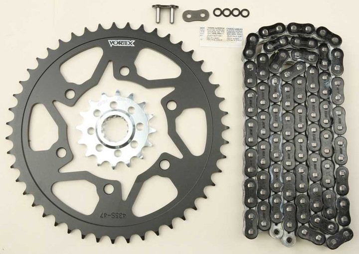 VORTEX Sprocket/Chain Kit Stl/Stl 16/47T Sil Rx3 520-116L Blk CK6361