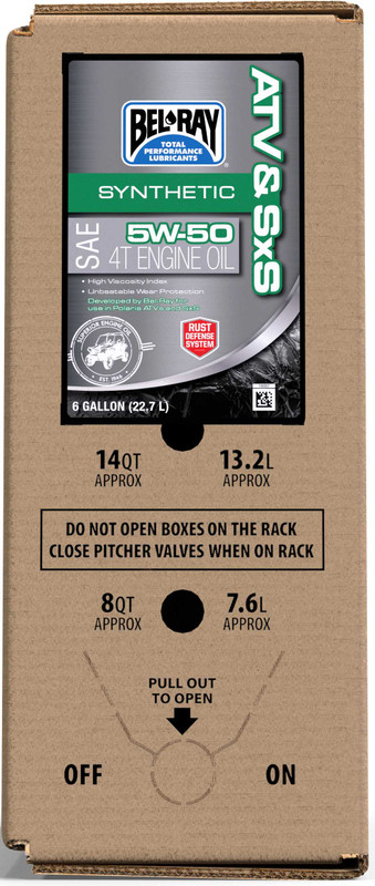 BEL-RAY Atv & Sxs Synthetic 5W50 6Gal Bag In Box 302664150033