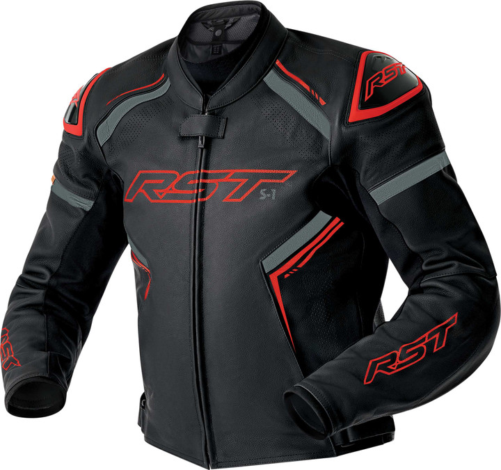 RST S1 D3O Leather Jacket Blk/Gry/Red Lg 103605RED-44