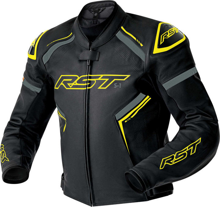 RST S1 D3O Leather Jacket Blk/Gry/Flo Yel 2X 103605F.YEL-48