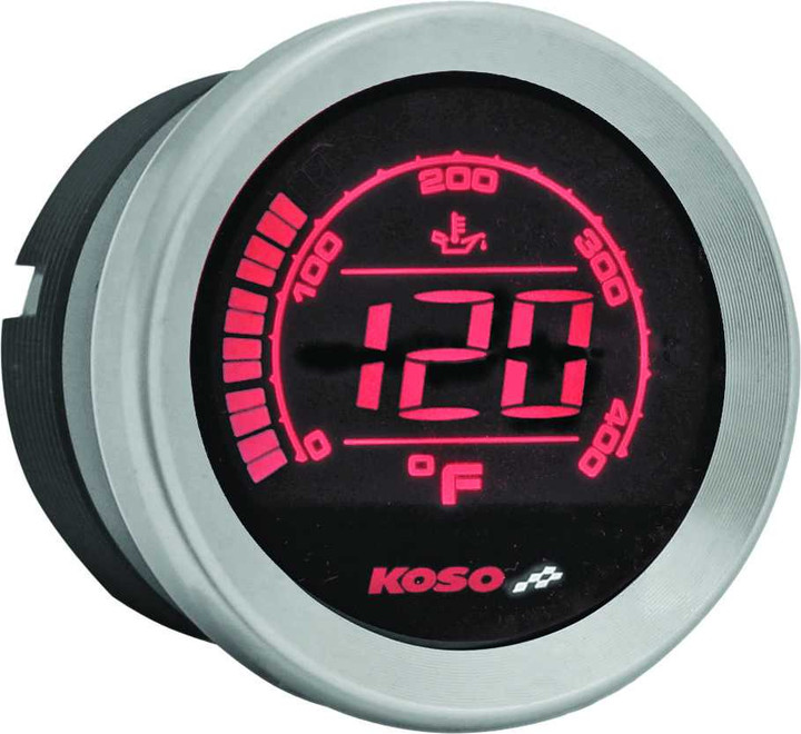 KOSO Hd-02T 2'' Oil Temp Gauge Silver Bezel BA050500