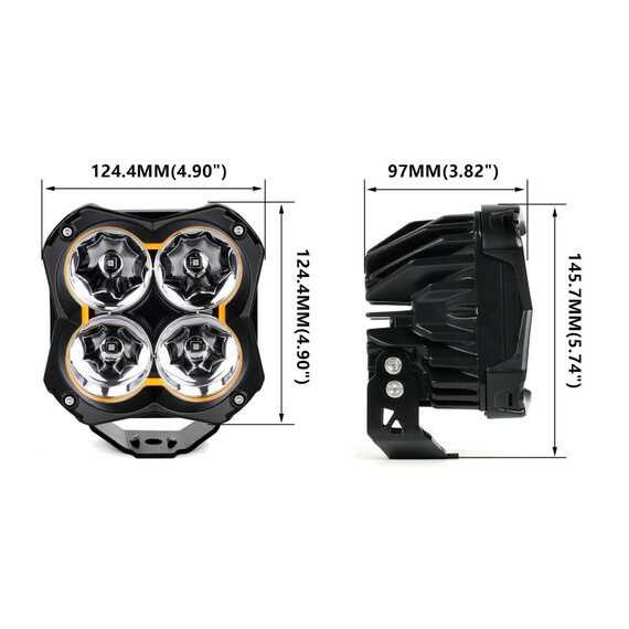 XK GLOW 5" Spot Beam Cube Light 2 Piece Kit XK067005-KIT