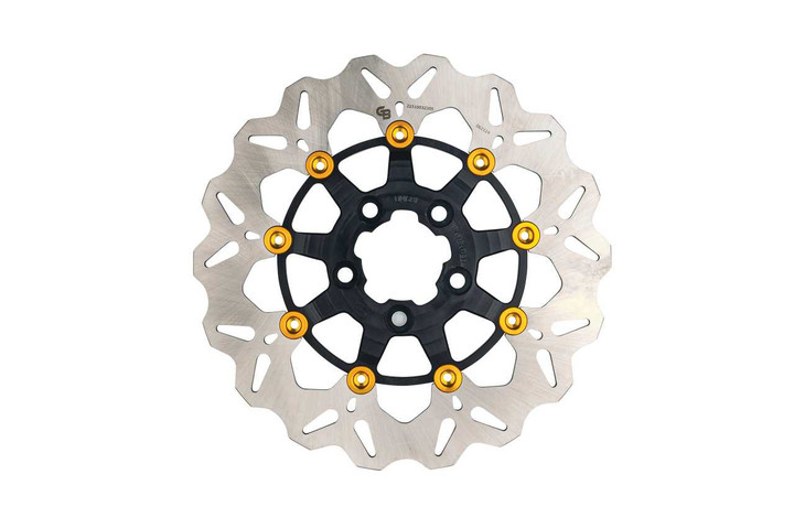 GBRAKES Rotor 11.5" Floating Wave Rr Black/Gold Buttons GBDU080