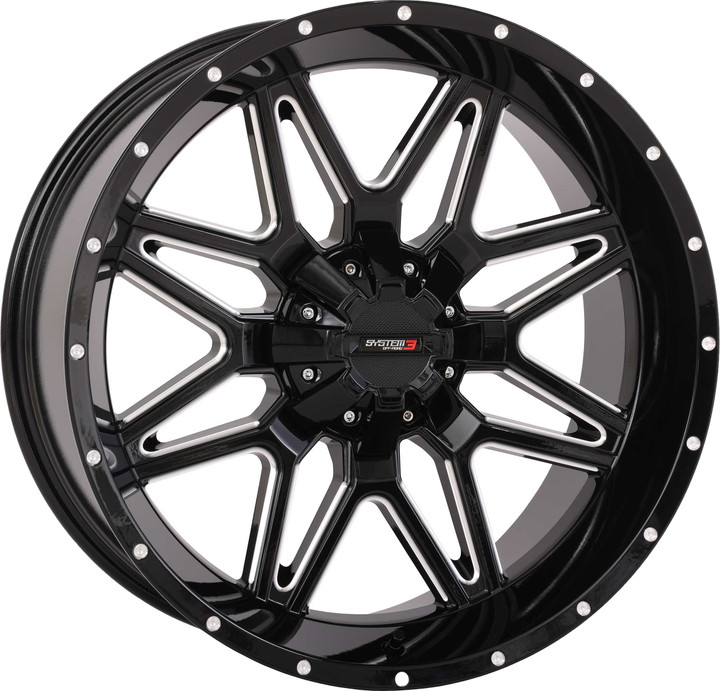 SYSTEM 3 St7 Wheel 20X9 5+4 (0Mm) 4/137 & 4/156 Gloss Blk Milled 20S3-7435