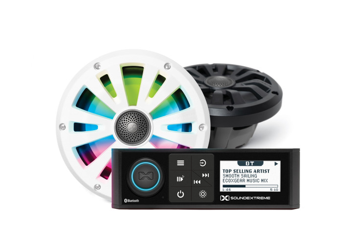 ECOXGEAR Marine Din Radio Led Controller 2 6.5" Speakers SEI-MRN1DIN65