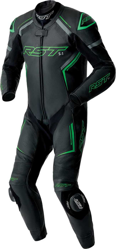 RST S1 D3O Suit Blk/Gry/Flo Grn Leather Md 103604F.GRN-42