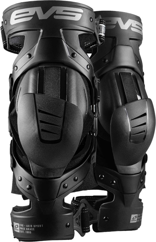 EVS Axis Sport Knee Brace Pair Black/Black/Grey Sm AXISS-BK/GY-SP