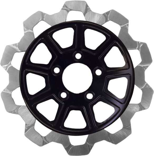 LYNDALL BRAKES 9 Spoke Rotor Rear Blk/Sil Bow Tie 11.5" 6Mm 4007-2133