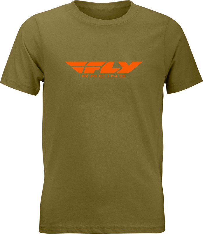 FLY RACING Youth Fly Corporate Tee Olive/Orange Ym 352-0676YM