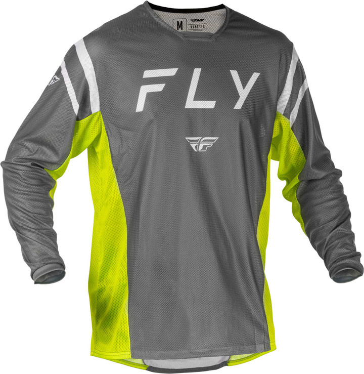 FLY RACING Kinetic Mesh Center Jersey Grey/White/Hi-Vis Lg 379-314L