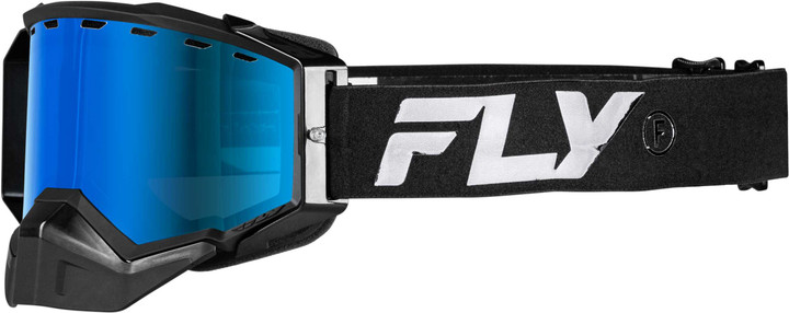 FLY RACING Zone Snow Goggle Black/Black W/Sky Blue Mirror/Blue Lens 37-50280