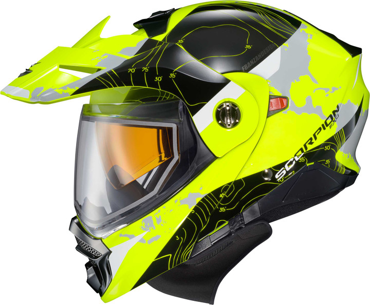 SCORPION EXO Exo-At960 Cold Weather Helmet Topographic Hi-Vis Sm (Dual) 96-1053-SD
