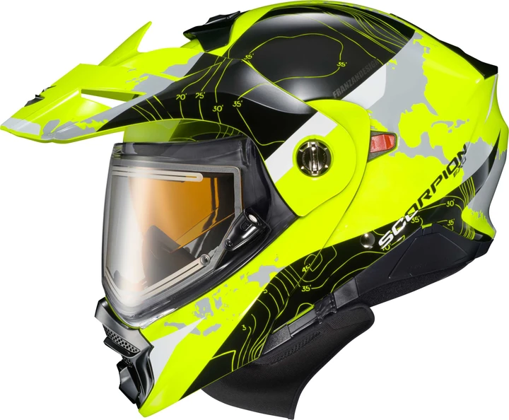 SCORPION EXO Exo-At960 Cold Weather Helmet Topographic Hi-Vis Sm (Electr 96-1053-EC
