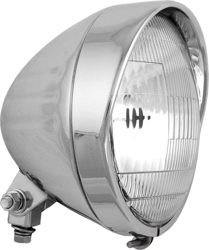 HARDDRIVE 5.75" Headlight Bottom Mount Chrome Grooved W/ Visor 20-0335D