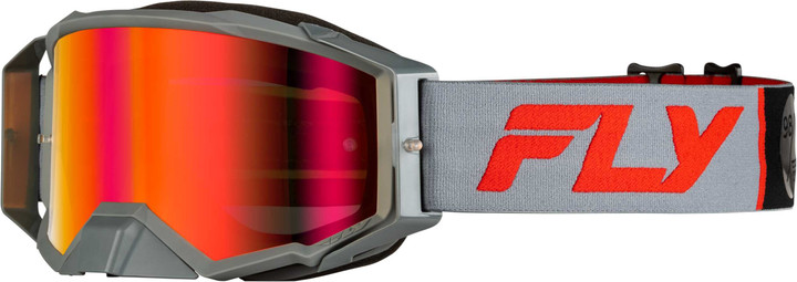 FLY RACING Zone Pro Goggle Grey/Red W/ Light Red Mirror/Amber Lens 37-5191