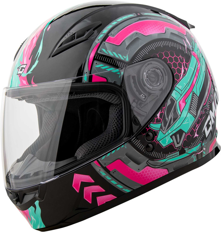 GMAX Gm-49Y Charge Helmet Black/Pink/Aqua Ys G14911400