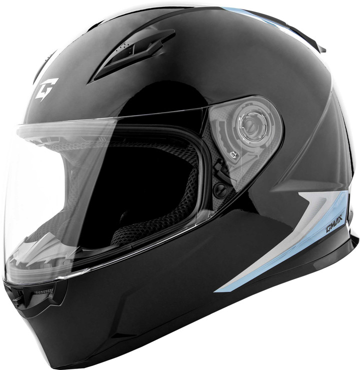 GMAX Ff-49 Syth Helmet Black/Silver Blue Lg F1498436