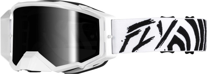 FLY RACING Zone Elite Goggle Black/White W/ Black Mirror/Smoke Lens 37-5515