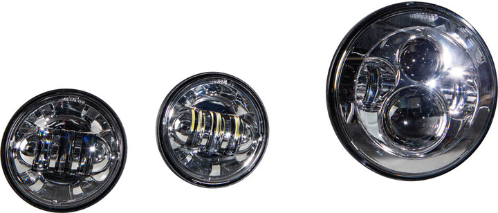 HARDDRIVE Led Headlight/Passing Lamp Set Chrome 820-0367