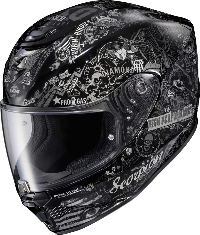 SCORPION EXO Exo-R330 Full Face Helmet Shake 2 Black Md 33-2304
