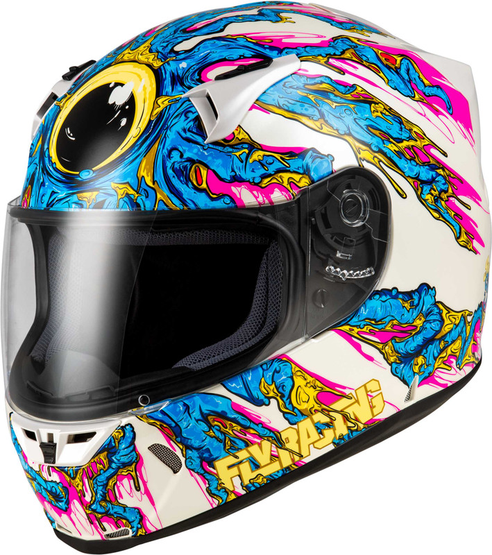 FLY RACING Revolt Space Creep Helmet Light Blue/White/Pink Sm 73-8386S
