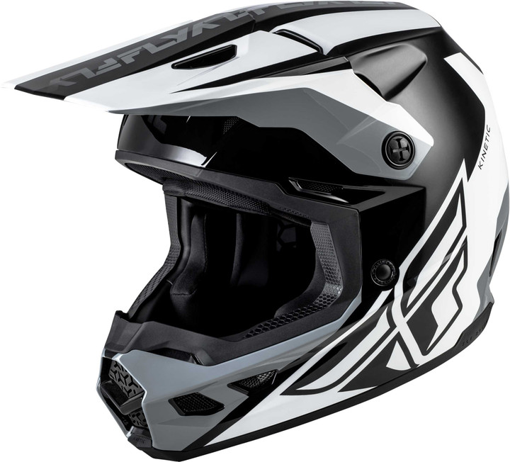 FLY RACING Kinetic Crest Helmet Black/White/Grey 2X 73-86742X