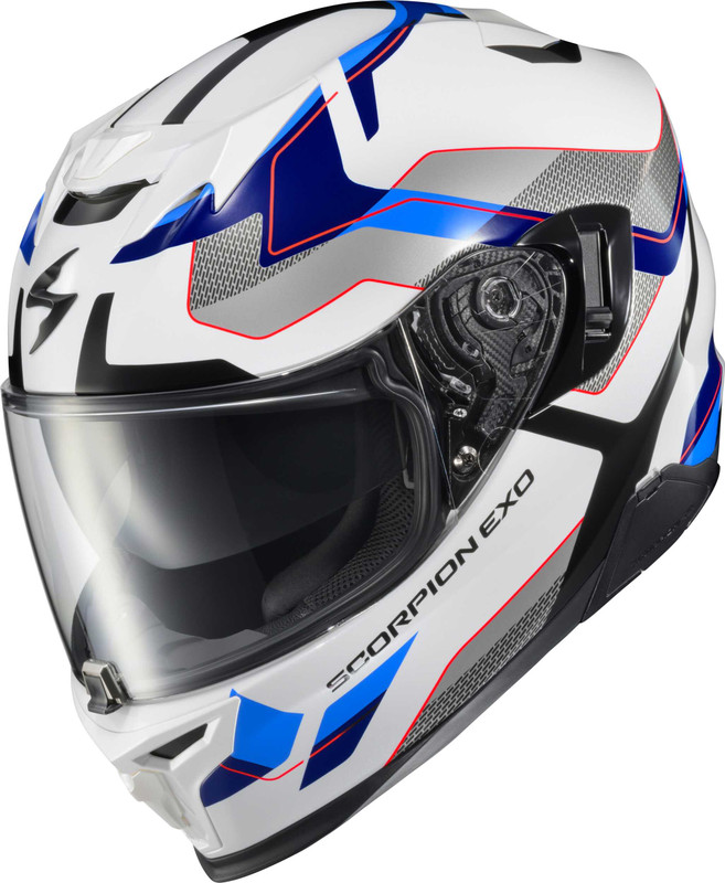 SCORPION EXO Exo-T520 Full Face Helmet Zuse White/Blue Md T52-1214