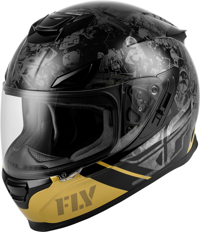 FLY RACING Sentinel Mech Helmet Black/Grey/Gold Sm 73-8432S
