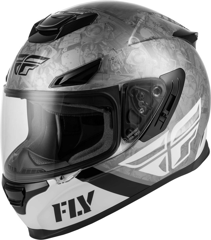 FLY RACING Sentinel Mech Helmet Black/White/Grey Xs 73-8430XS