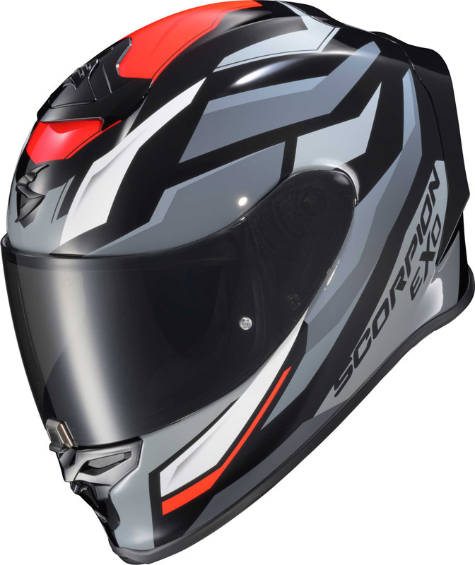 SCORPION EXO Exo-R1 Air Full Face Helmet Raven Black/Red/Grey Sm R1-2403