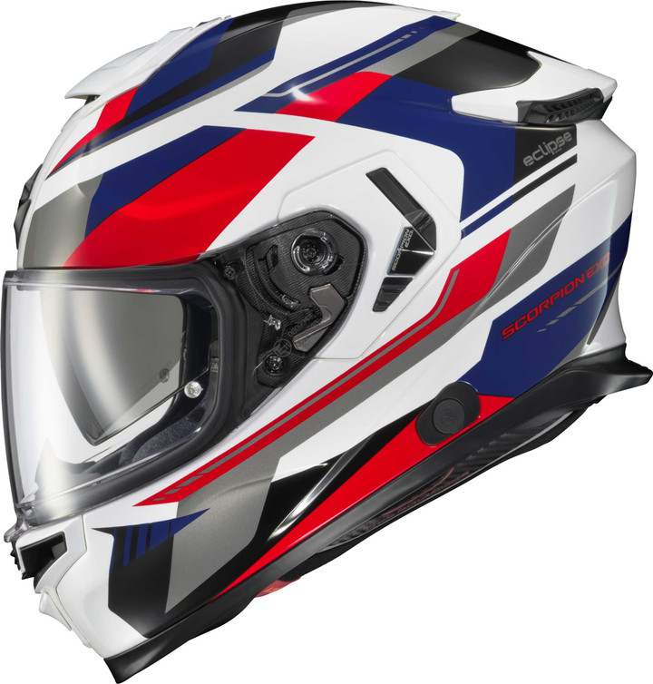 SCORPION EXO Exo-Eclipse Full Face Helmet Lunar White/Red/Blue Md ECL-1104