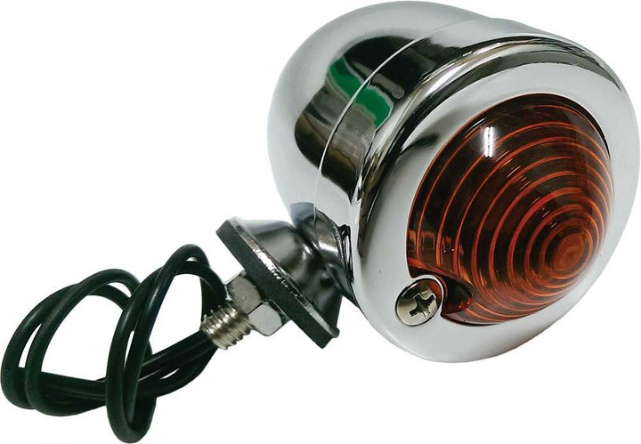 HARDDRIVE Bullet Marker Light Chrome Amber Lens Single Filament 201037