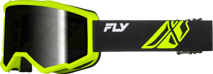 FLY RACING Focus Goggle Black/Hi-Vis W/Dark Smoke Hydrophoc Lens 37-51674