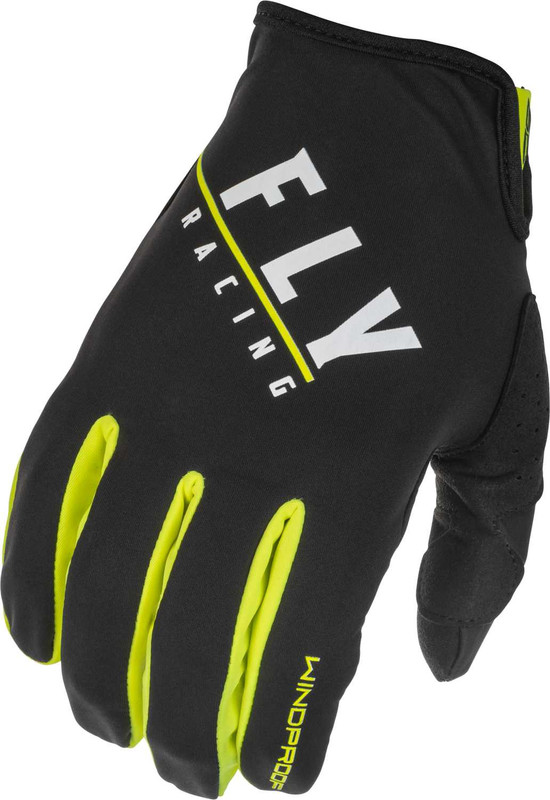 FLY RACING Windproof Gloves Black/Hi-Vis Sz 08 371-14208