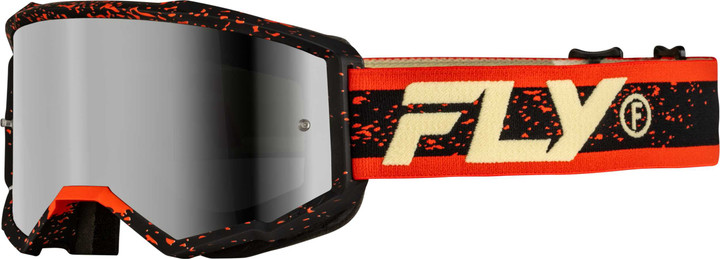 FLY RACING Zone Goggle Black/Red/Cream W/ Silver Mirror/Smoke Lens 37-51527