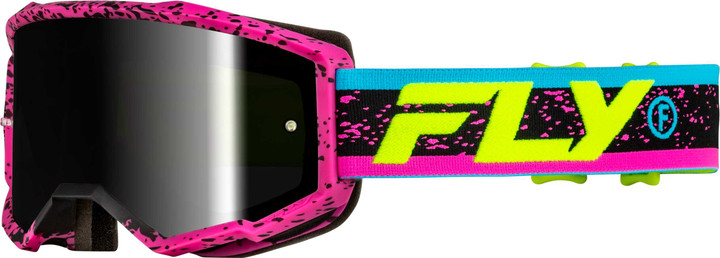 FLY RACING Yth Zone Goggle Pnk/Blk/Hi-Vis W/ Black Mirror/Smoke Lens 37-51528Y
