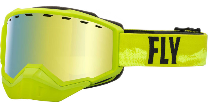FLY RACING Focus Snow Goggle Green/Black W/ Gold Mirror/Yellow Lens 37-50082
