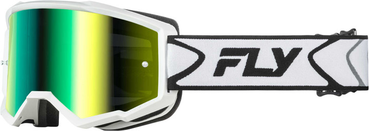 FLY RACING Zone Goggle White/Black W/ Iridescent Grn Mirror Lens 37-51534
