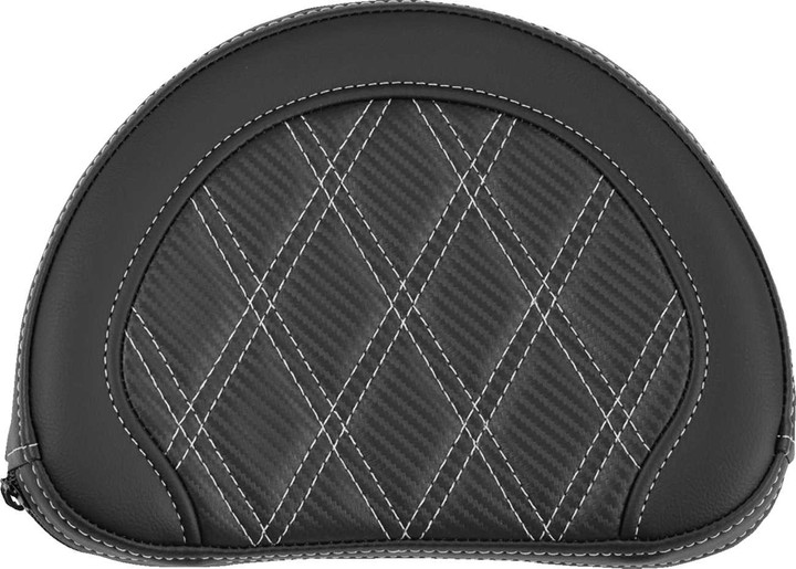 SADDLEMEN Contoured Sissy Bar Pad - Lattice Stitch - Silver Stitch 051320705