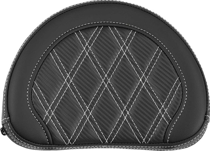SADDLEMEN Contoured Sissy Bar Pad - Lattice Stitch - White Stitch 051320706