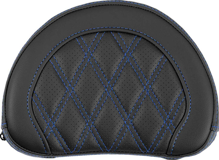 SADDLEMEN Contoured Sissy Bar Pad - Lattice Stitch - Blue Stitch 051318401