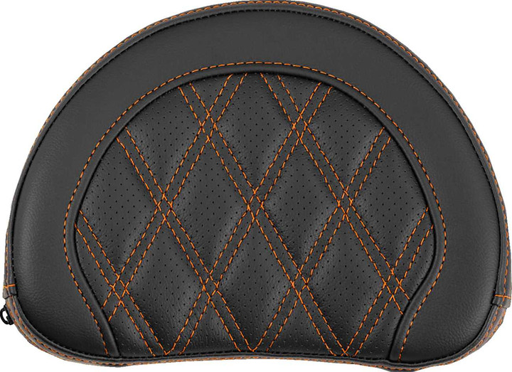 SADDLEMEN Contoured Sissy Bar Pad - Lattice Stitch - Orange Stitch 051318403