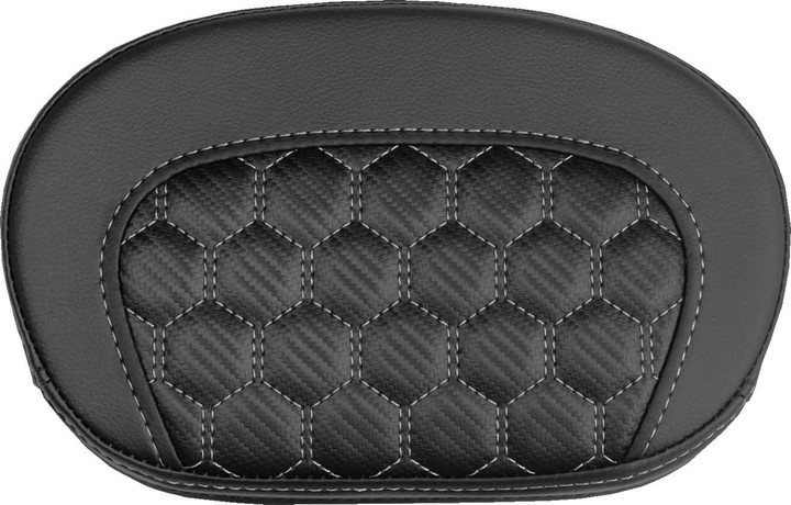 SADDLEMEN Mini Contour Sissy Bar Pad - Honeycomb - Silver Stitch 061019005
