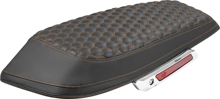 SADDLEMEN Saddlebag Lid Covers - Honeycomb - Orange Stitch - FLH/FLT '23-'25 L870-23-19003